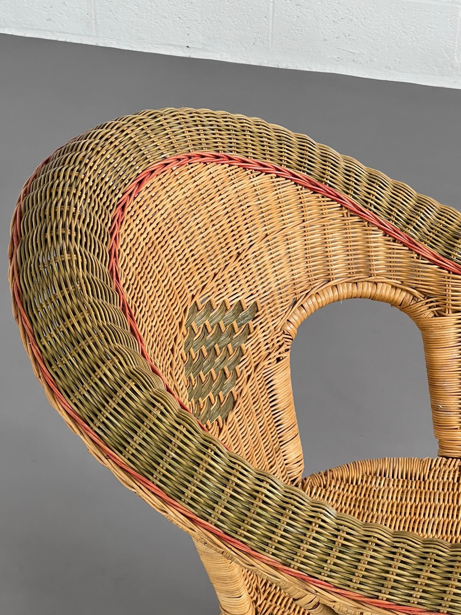Vimini Sedia a canne in rattan e vimini intrecciato di design francese del 1900 in vendita