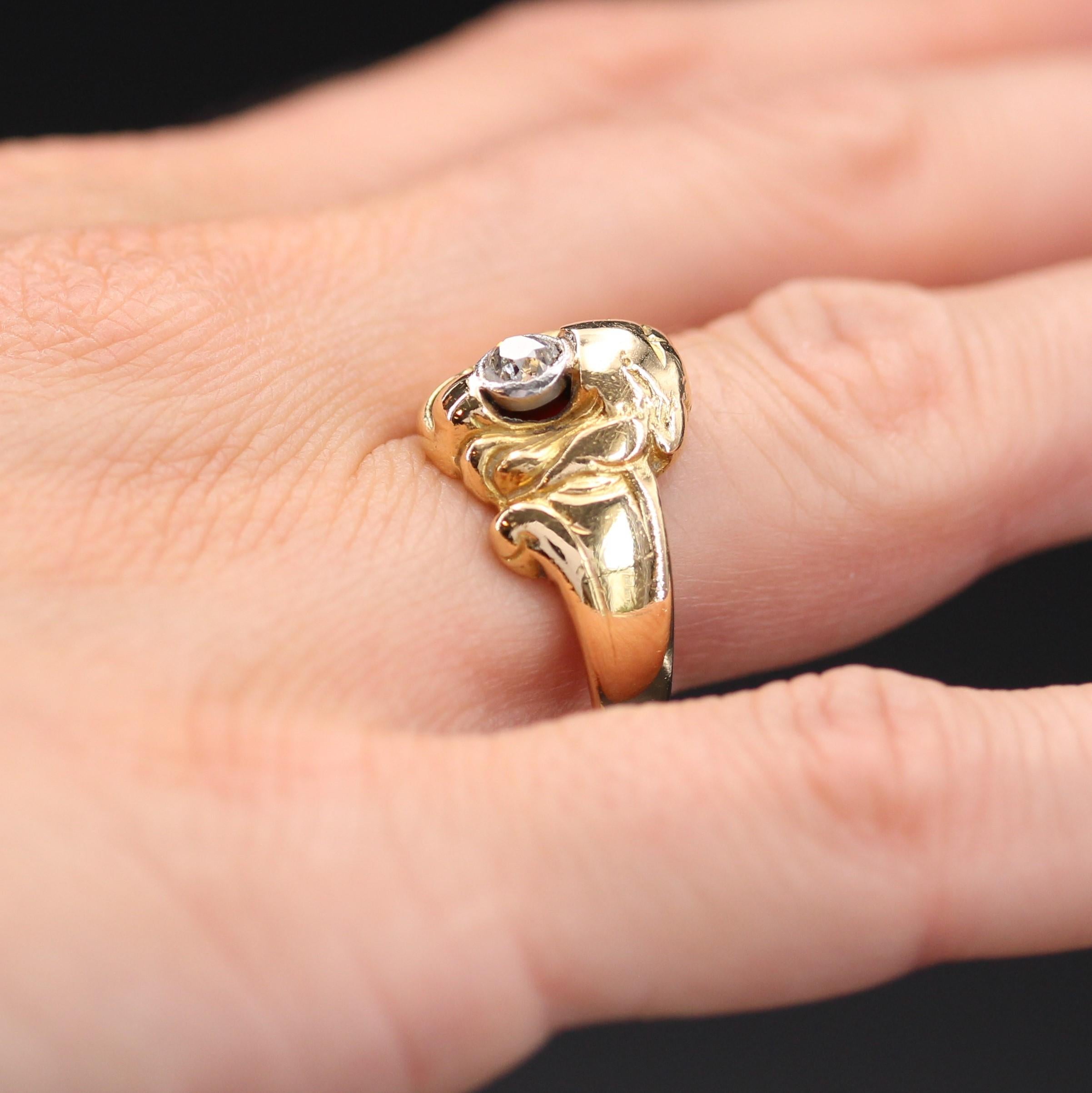 Brilliant Cut French, 1900s, Diamond 18 Karat Yellow Gold Lion Ring For Sale