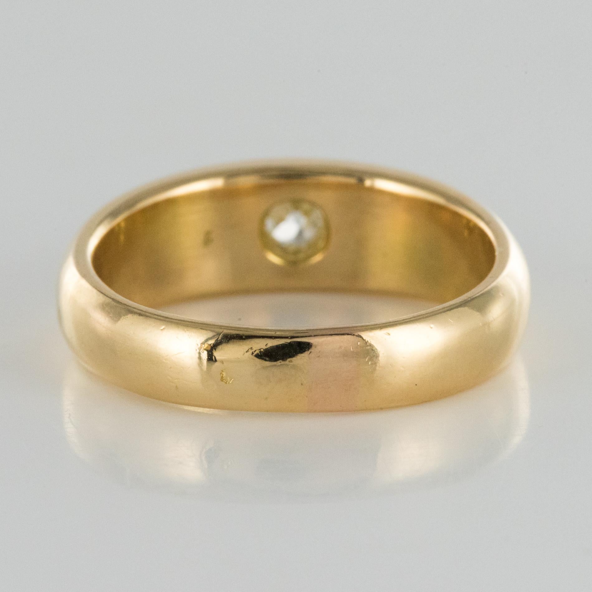 French 1900s Diamond 18 Karat Yellow Gold Bangle Men's Ring 5