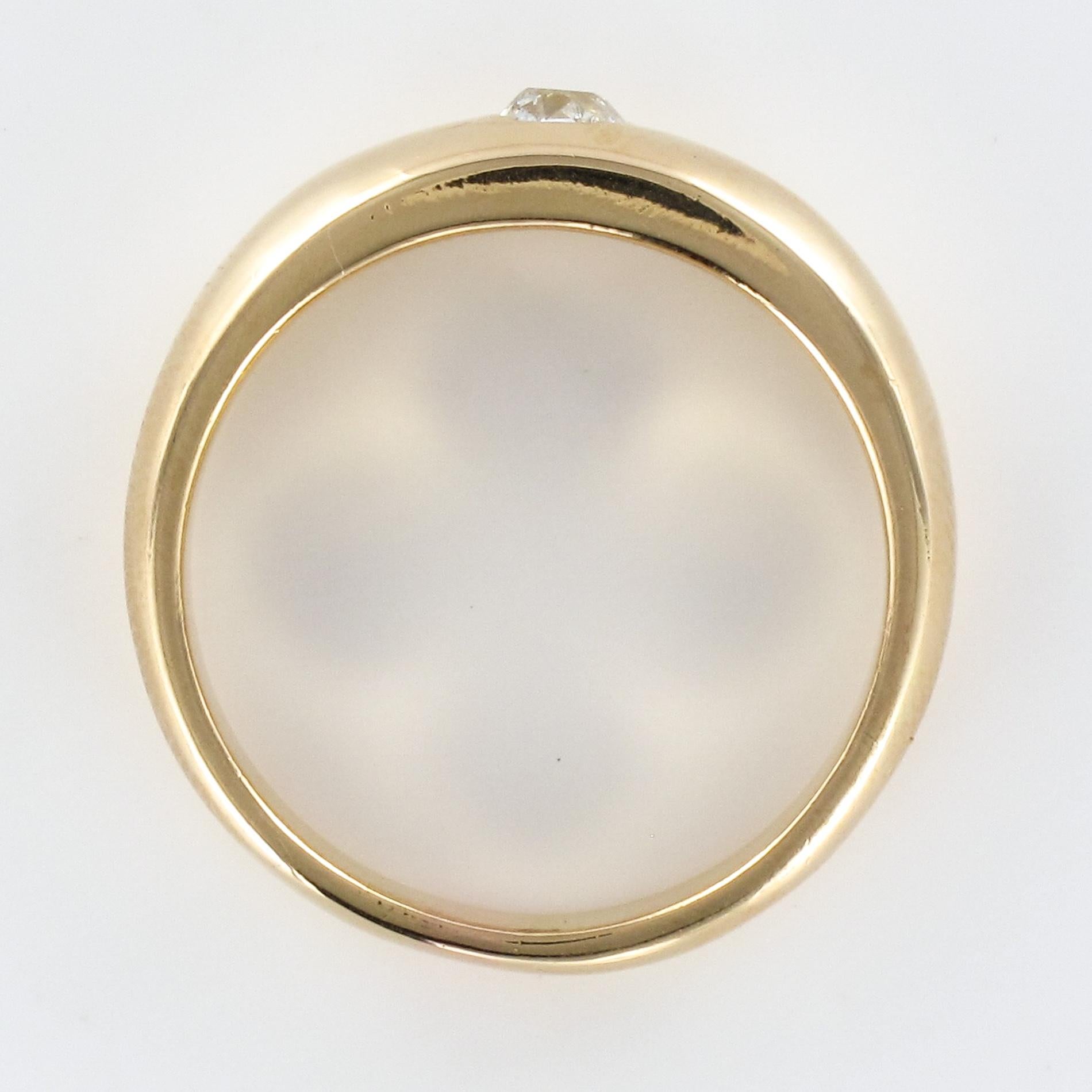 French 1900s Diamond 18 Karat Yellow Gold Bangle Men's Ring 8