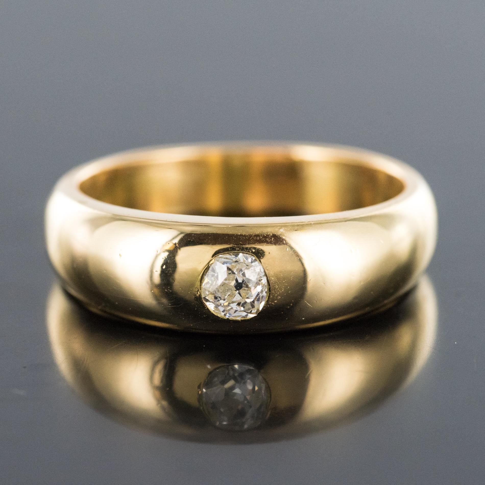 Belle Époque French 1900s Diamond 18 Karat Yellow Gold Bangle Men's Ring