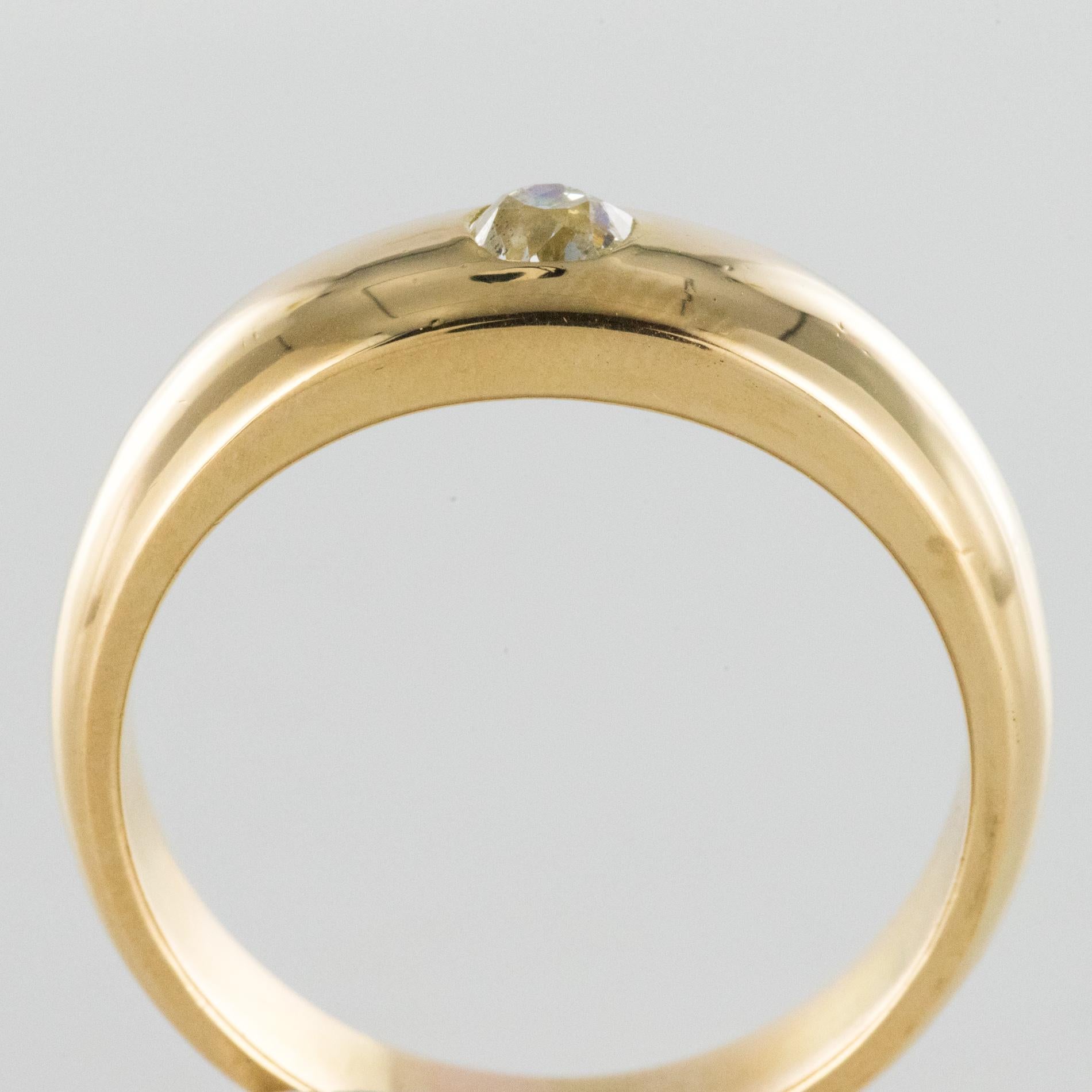 French 1900s Diamond 18 Karat Yellow Gold Bangle Men's Ring 4