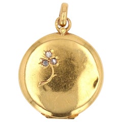 French Antique Diamond and Blue Enamel Medallion Locket Pendant at ...