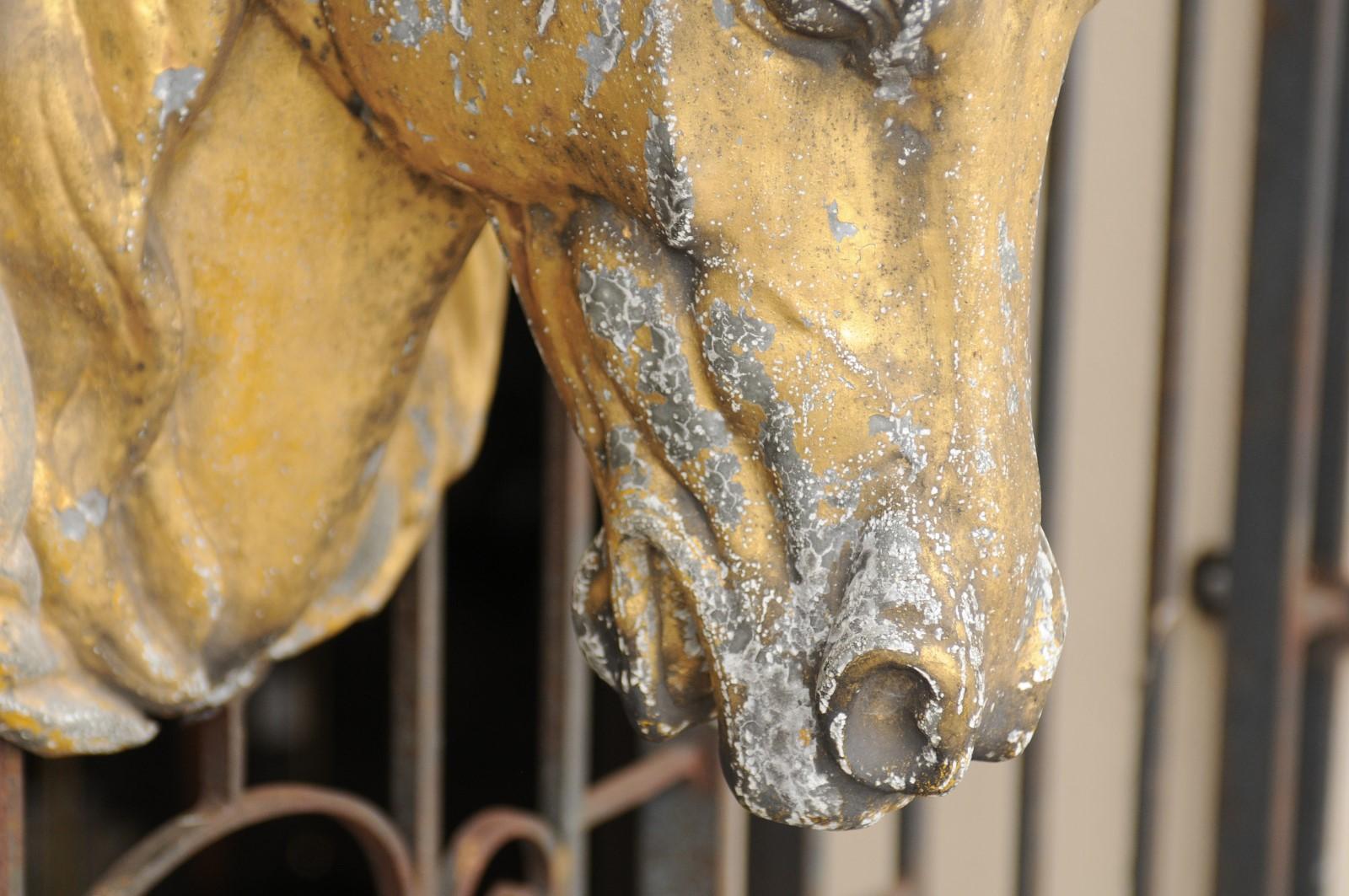 French 1900s Gilt Zinc Horse Head Wall Decoration from the Belle Époque Era 6