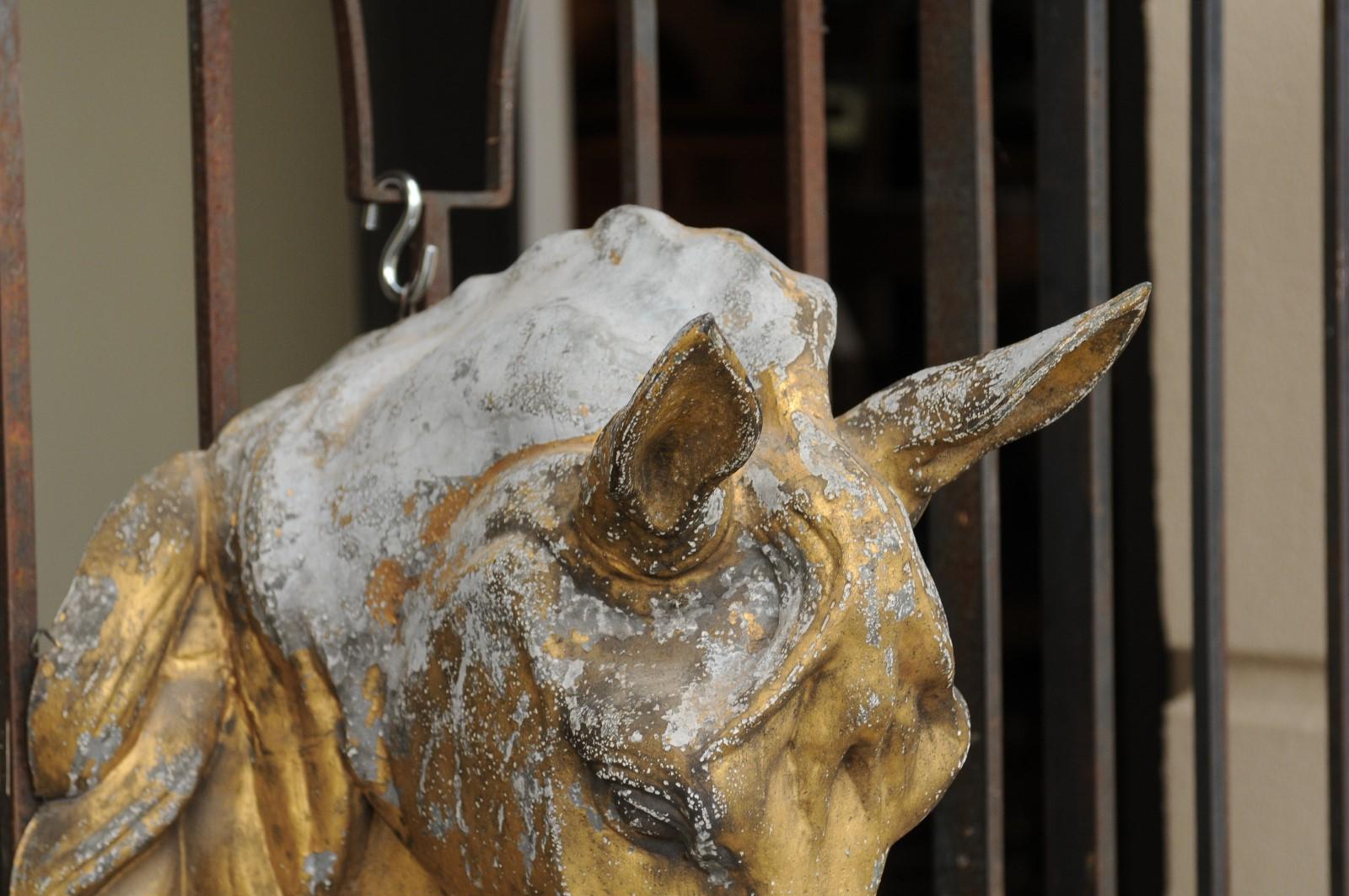 20th Century French 1900s Gilt Zinc Horse Head Wall Decoration from the Belle Époque Era