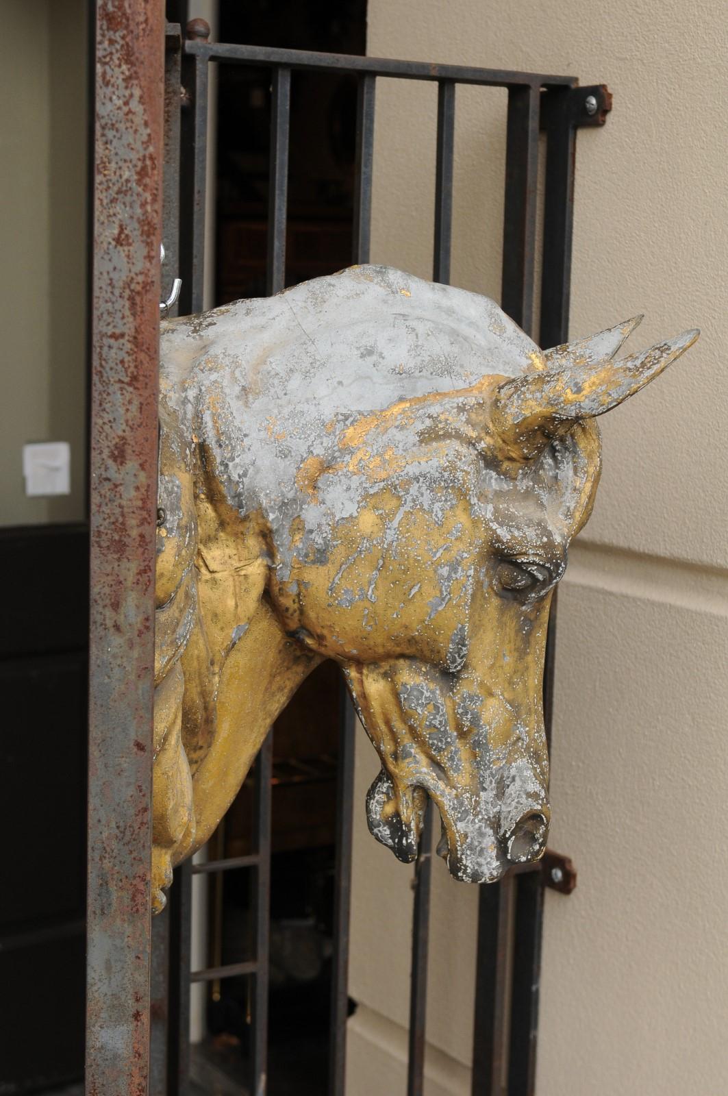 French 1900s Gilt Zinc Horse Head Wall Decoration from the Belle Époque Era 3