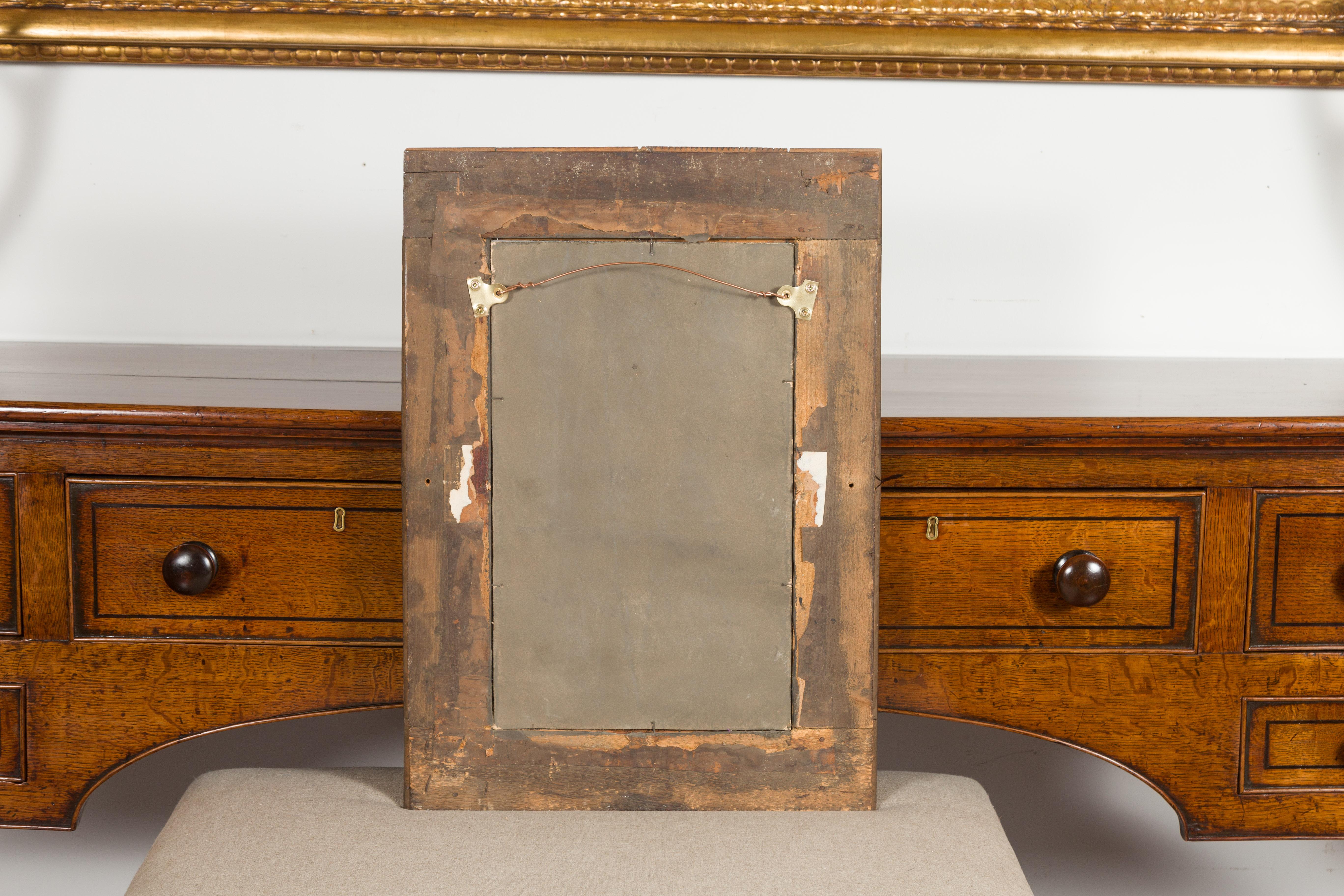French 1900s Hand Carved Tramp Art Mirror with Raised Pyramidal Motifs 10
