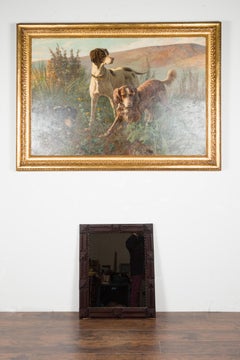 French 1900s Hand Carved Tramp Art Mirror with Raised Pyramidal Motifs