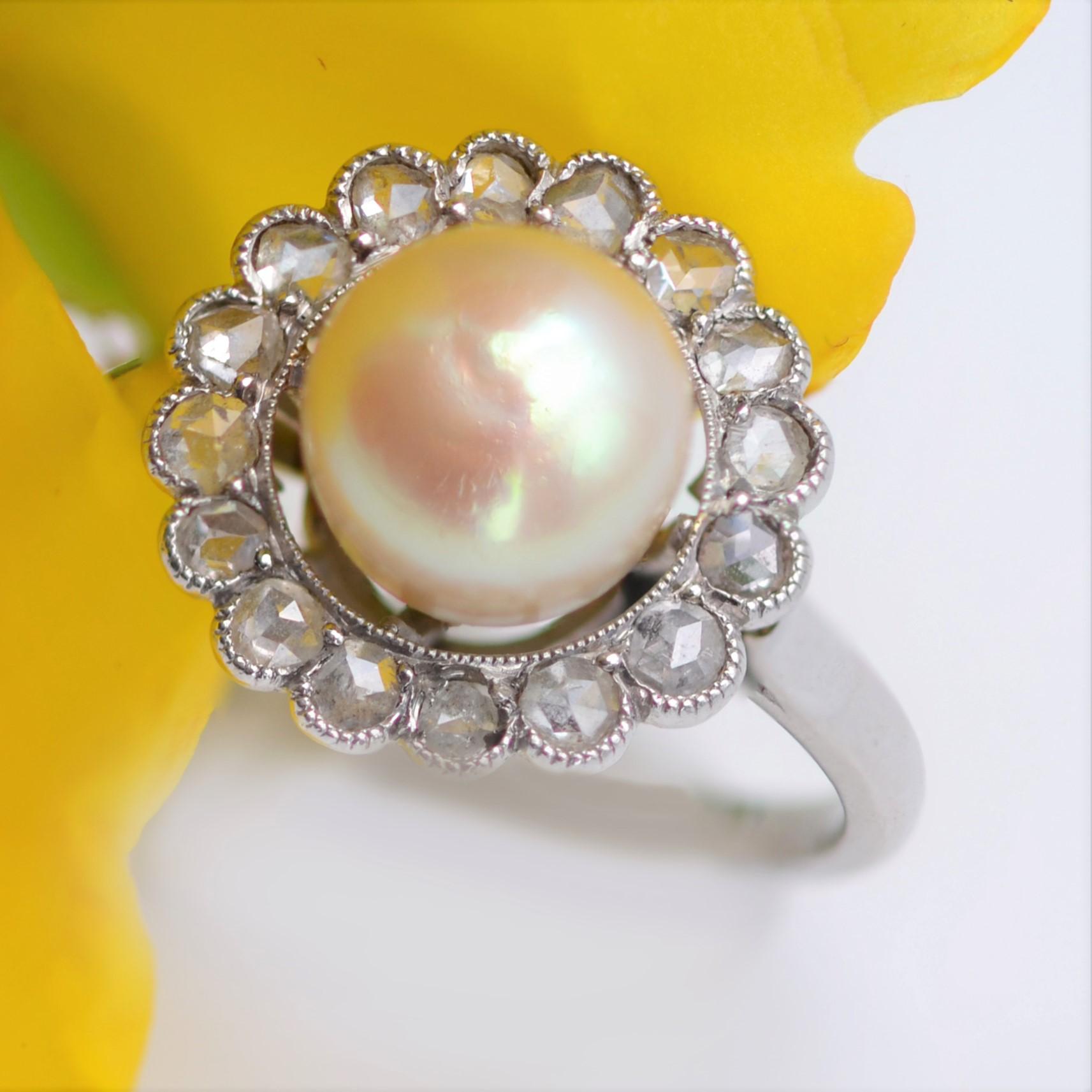 vintage pearl rings with diamonds