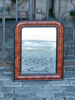 French 1900s Louis-Philippe Inspired Mirror with Tortoise Style Painted Frame