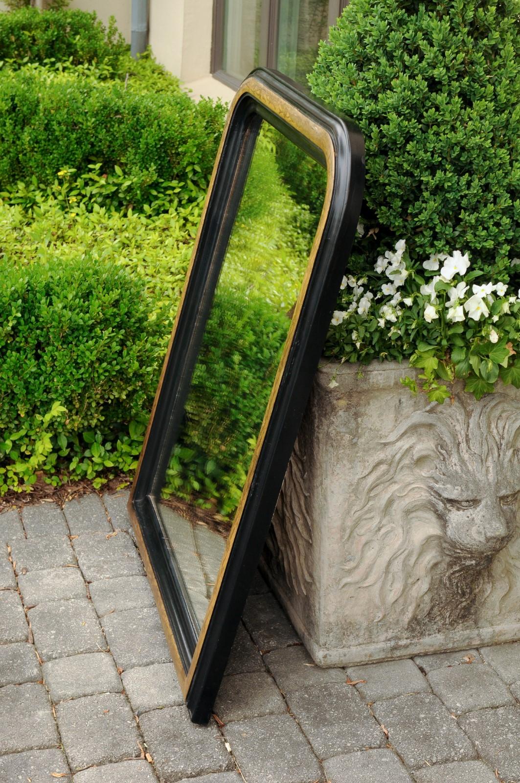 French 1900s Louis-Philippe Style Mirror with Ebonized Frame and Gilt Accents 3