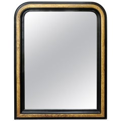 French 1900s Louis-Philippe Style Mirror with Ebonized Frame and Gilt Accents