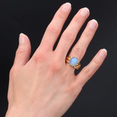 French 1900s Opal 18 Karat Yellow Gold Openwork Ring