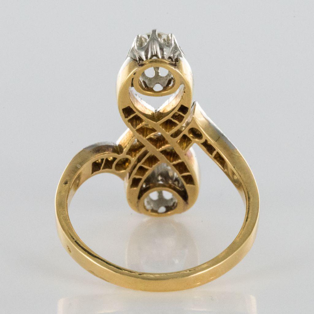 French 1900s Platinum and Gold Diamond Ring 2