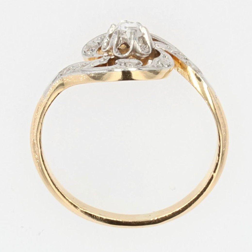 French 1900s Rose-Cut Diamond 18 Karat Yellow Gold Ring 6