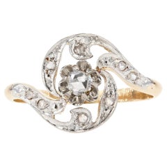 French 1900s Rose-Cut Diamond 18 Karat Yellow Gold Ring