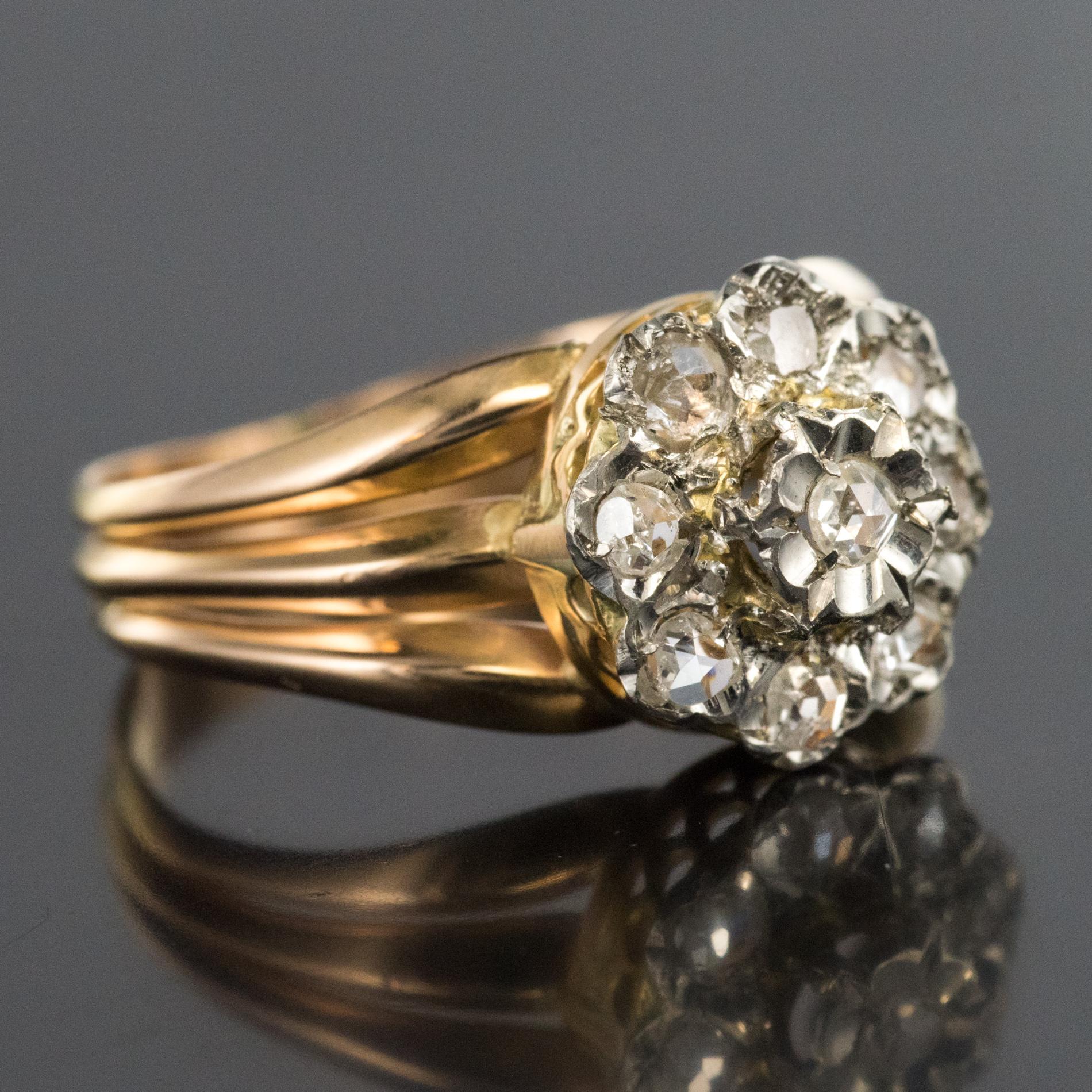 French 1900s Rose Cut Diamonds Daisy Ring 5