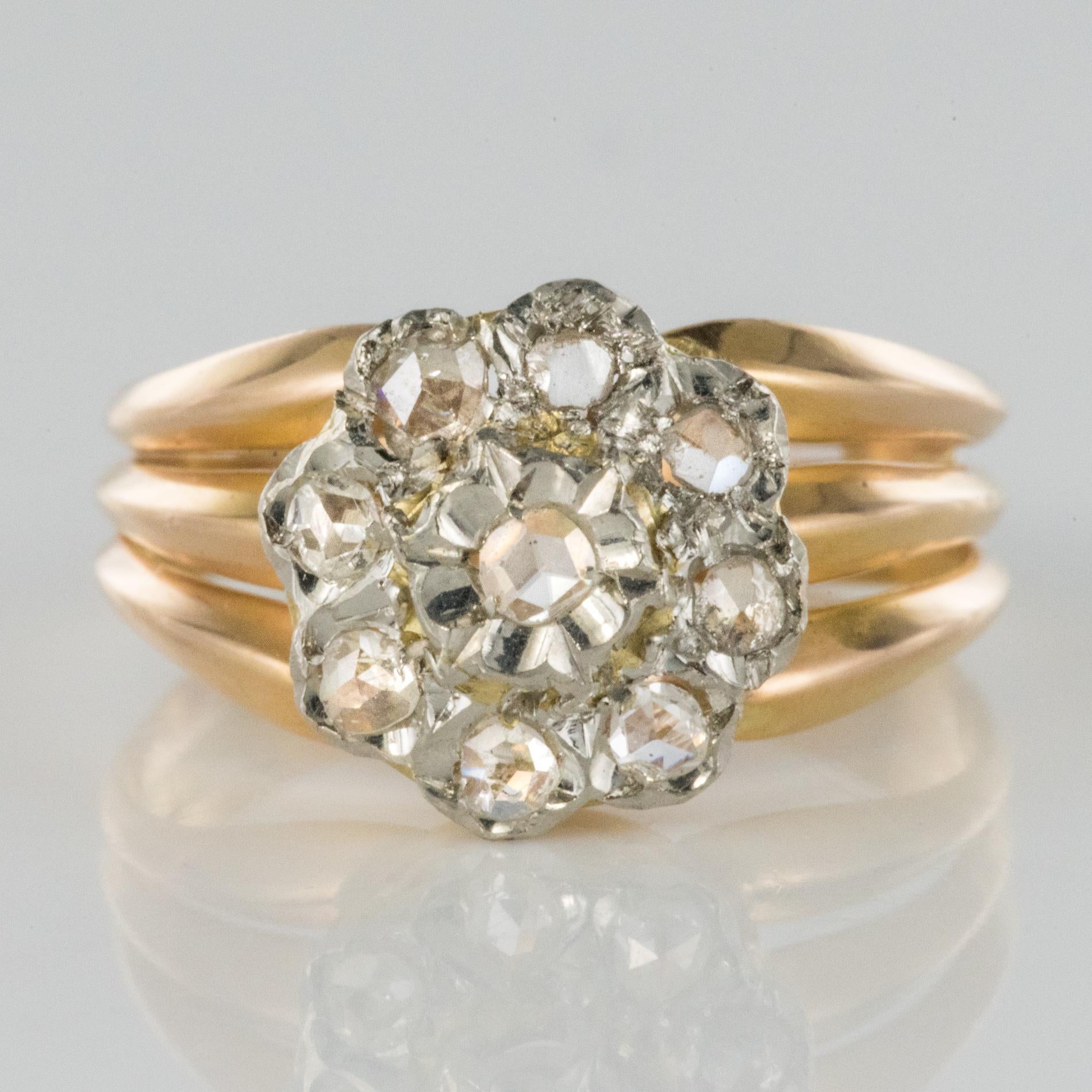 French 1900s Rose Cut Diamonds Daisy Ring 6