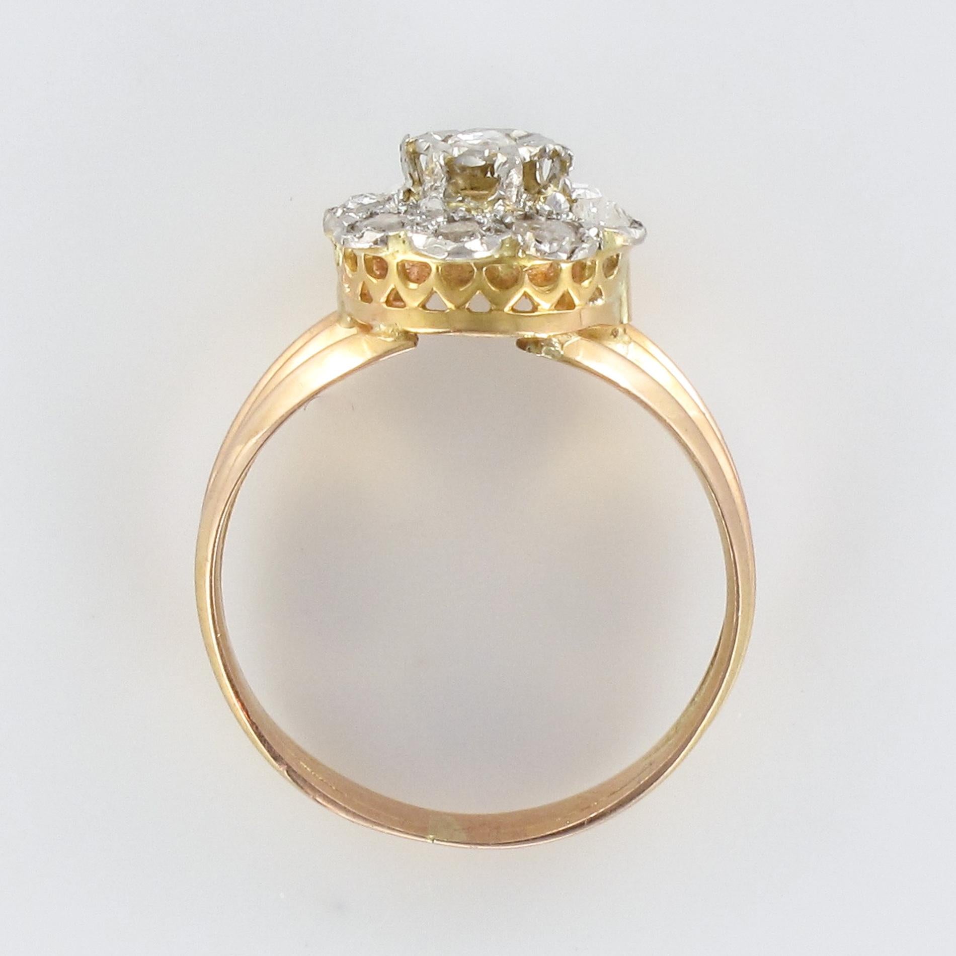 French 1900s Rose Cut Diamonds Daisy Ring 7