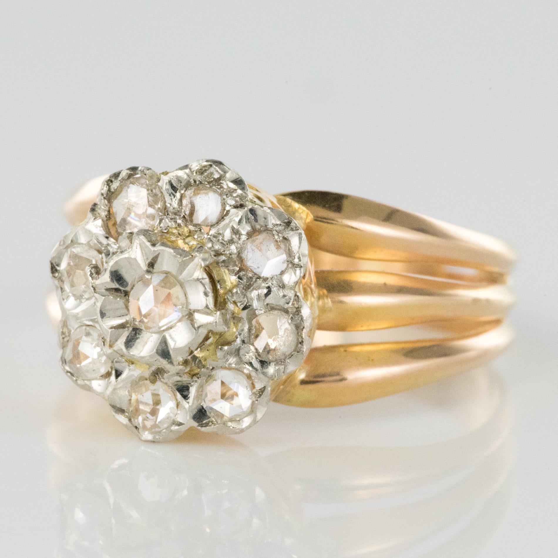 Belle Époque French 1900s Rose Cut Diamonds Daisy Ring
