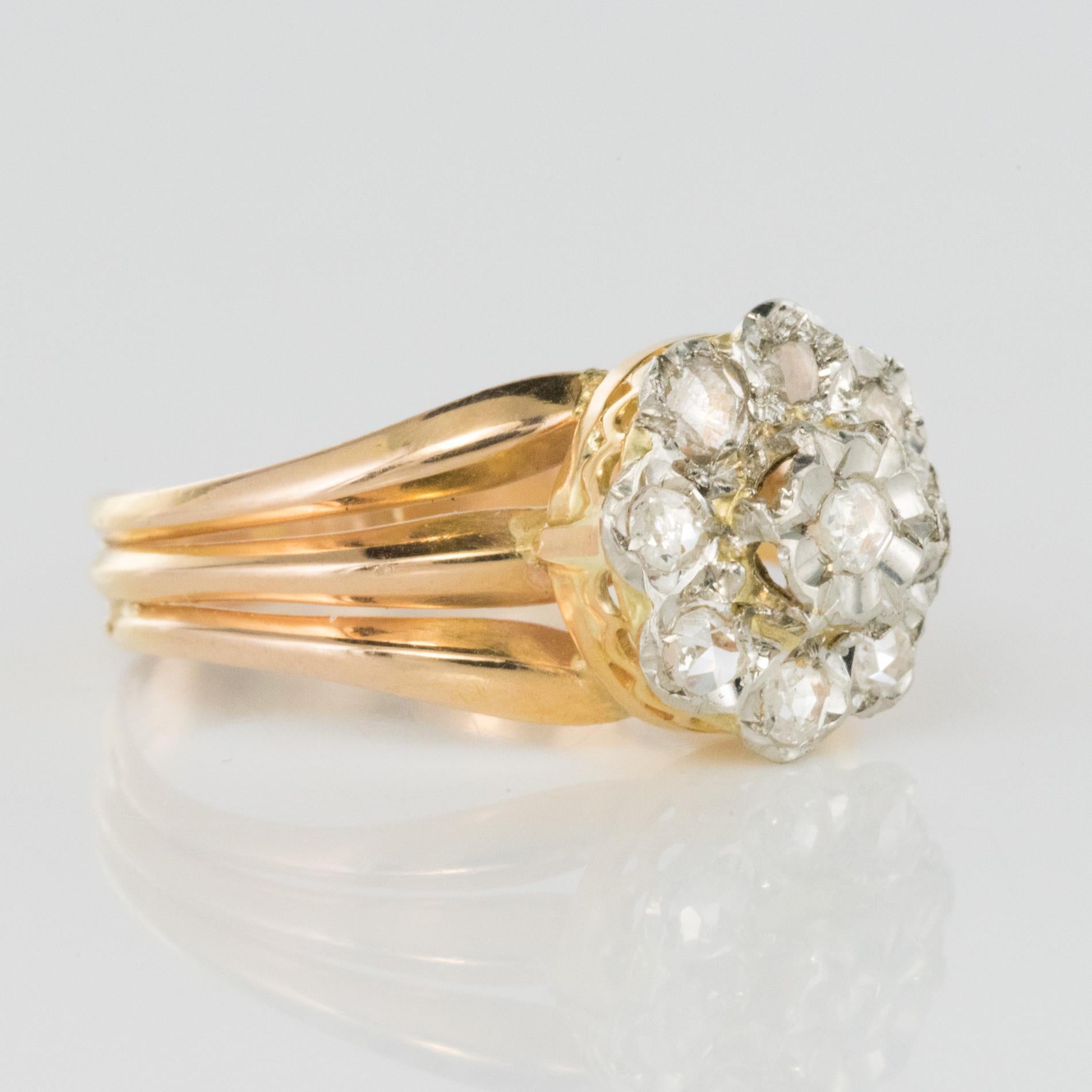 French 1900s Rose Cut Diamonds Daisy Ring 1