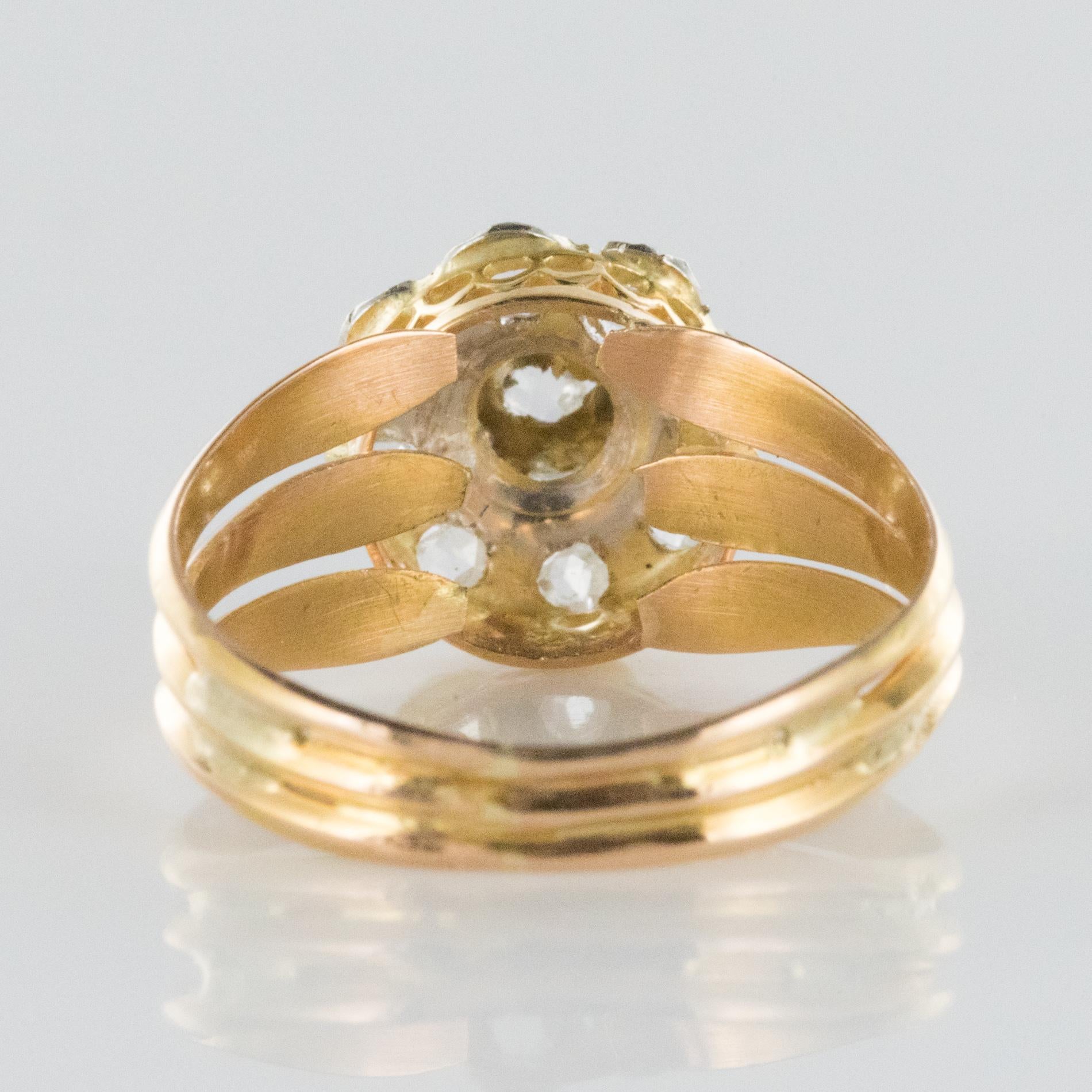 French 1900s Rose Cut Diamonds Daisy Ring 2