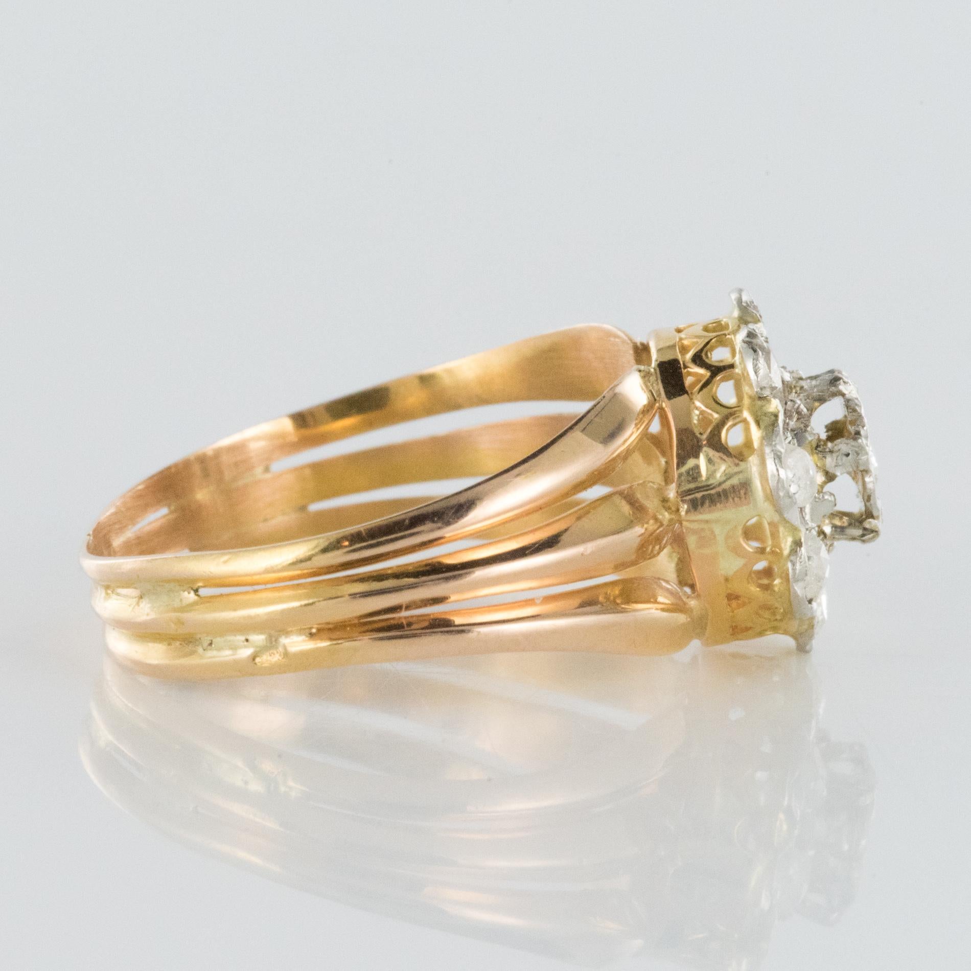 French 1900s Rose Cut Diamonds Daisy Ring 3