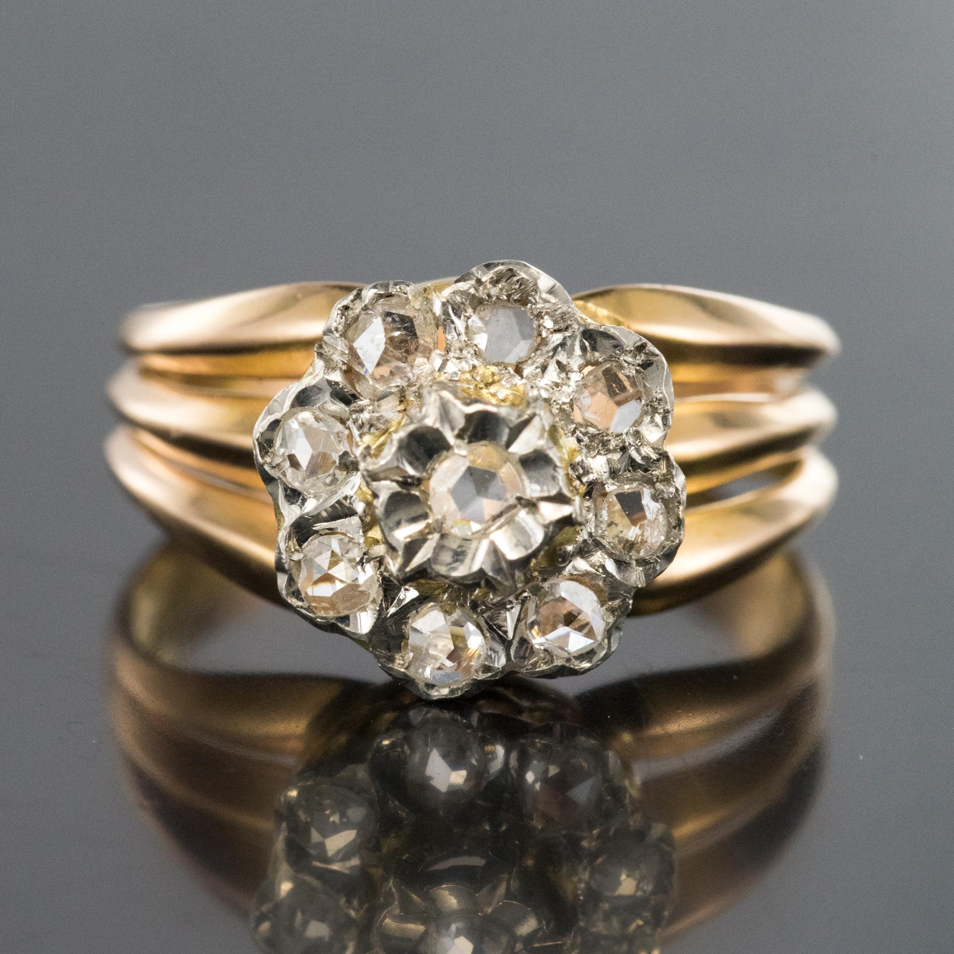 French 1900s Rose Cut Diamonds Daisy Ring 4