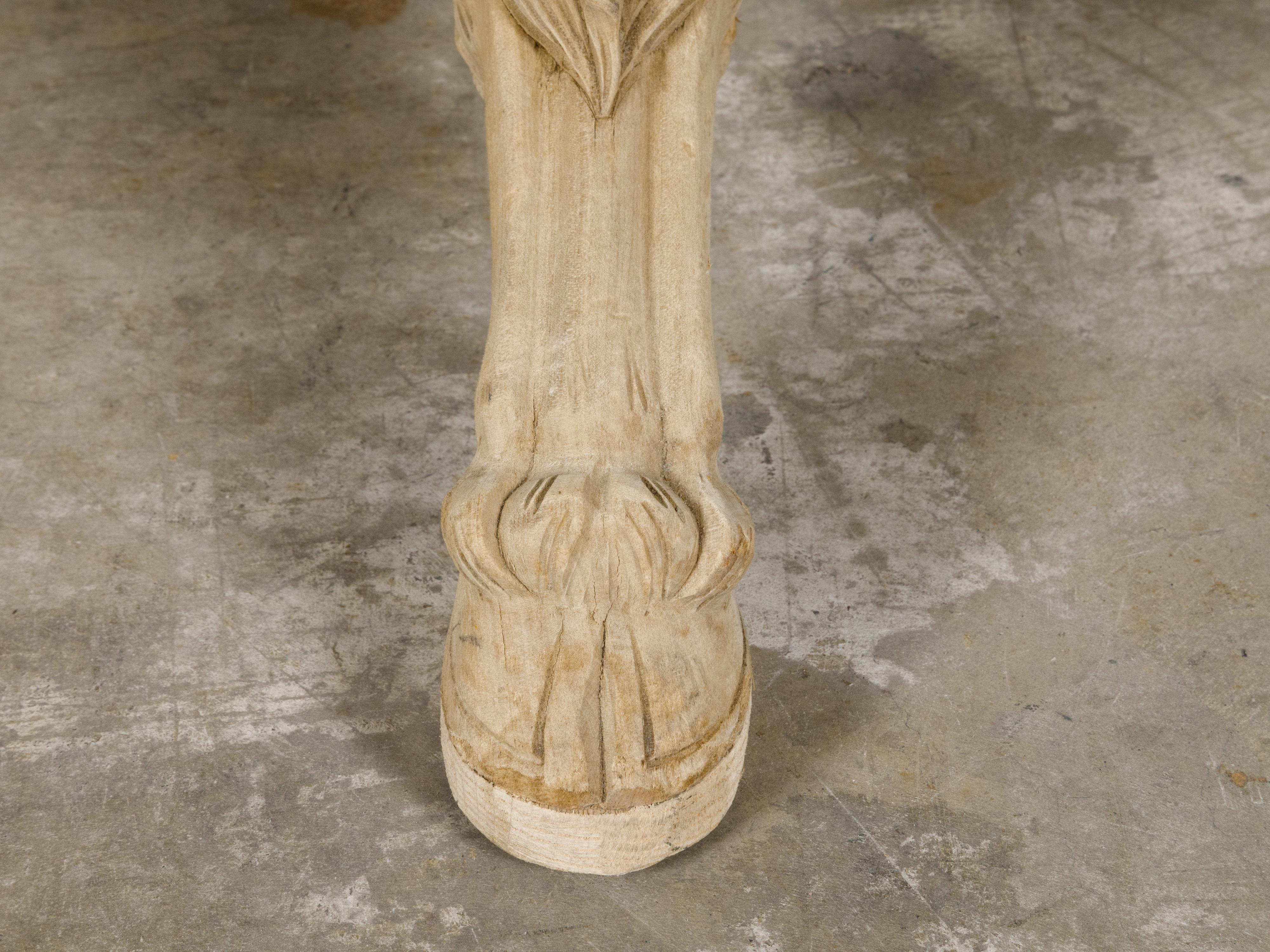 20th Century French 1900s Round Top Pedestal Table with Carved Rams' Heads and Scrollwork For Sale