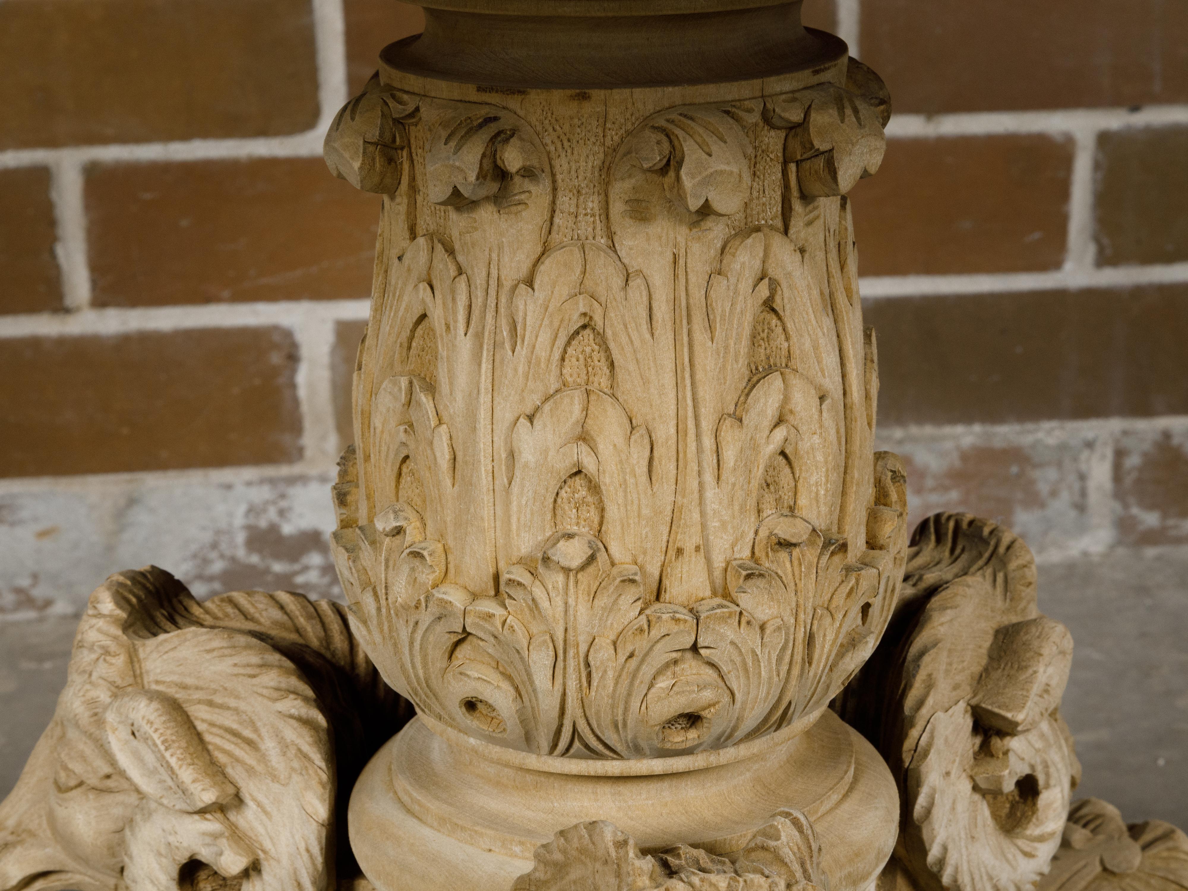 French 1900s Round Top Pedestal Table with Carved Rams' Heads and Scrollwork 2