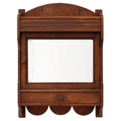 Antique French 1900s rustic mirrored shaving or medicine cabinet in oak