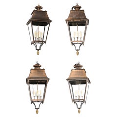 French, 1900s Turn of the Century Copper Lanterns Sold Each, Wired for the USA