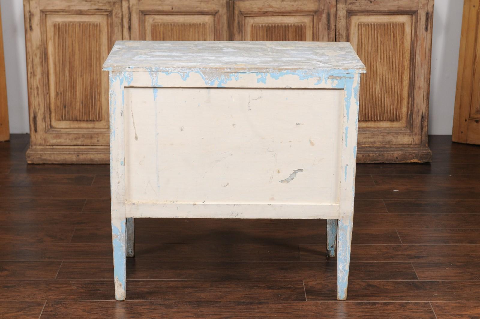 French 1900s Turn of the Century Two-Drawer Commode with Distressed Paint For Sale 4