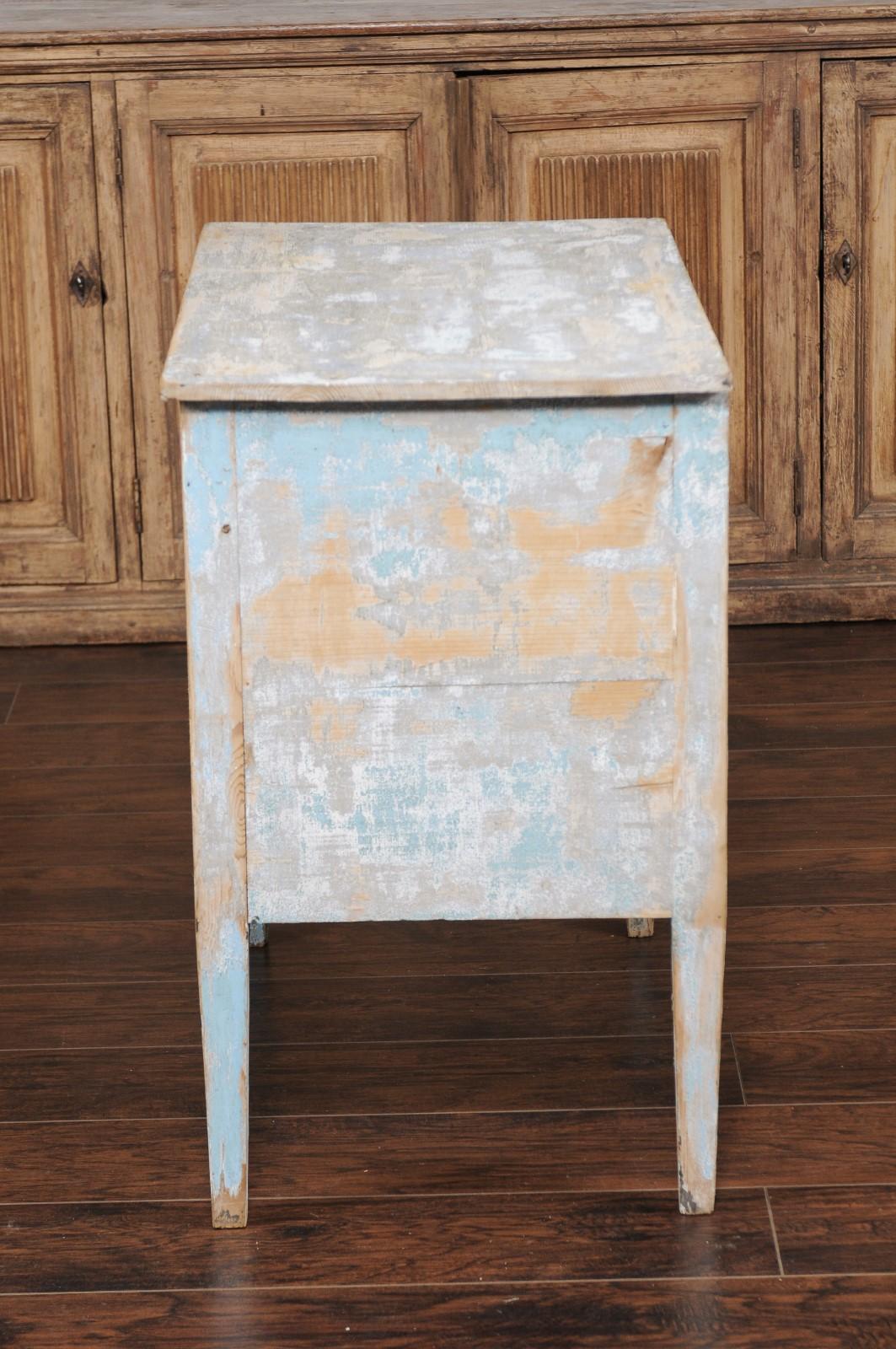 French 1900s Turn of the Century Two-Drawer Commode with Distressed Paint For Sale 5