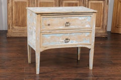 French 1900s Turn of the Century Two-Drawer Commode with Distressed Paint
