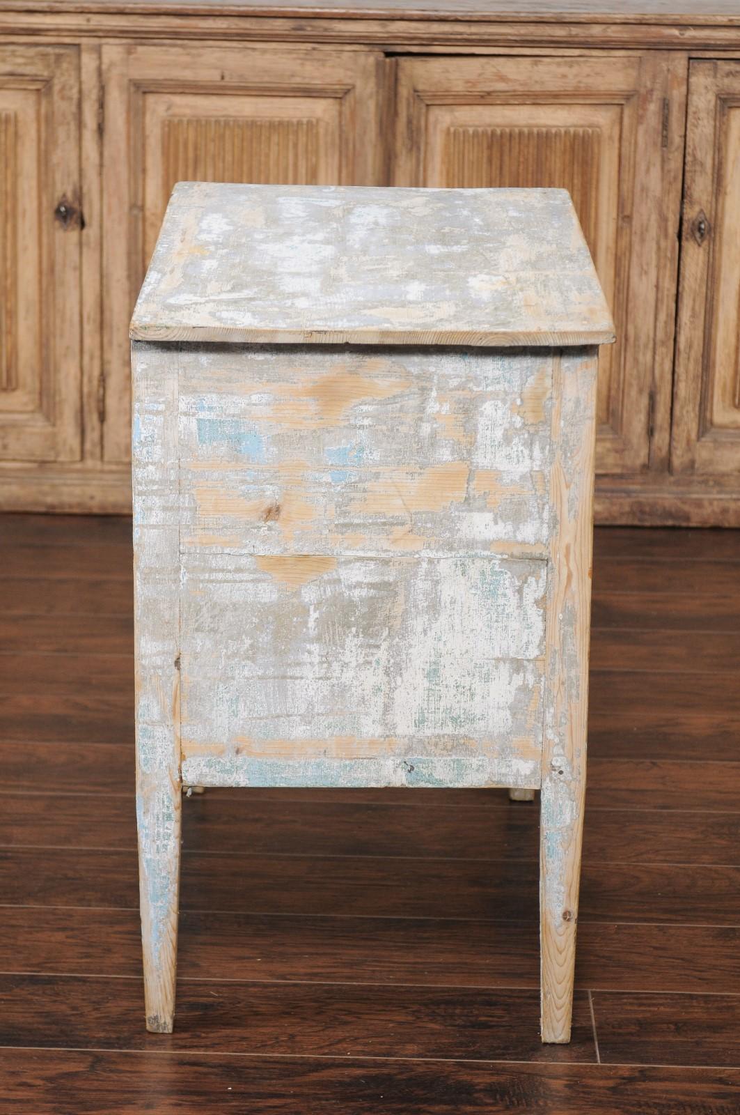French 1900s Turn of the Century Two-Drawer Commode with Distressed Paint For Sale 3