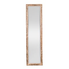 French 1900s Wooden Mirror with Carved Twisted Ribbons and Distressed Finish