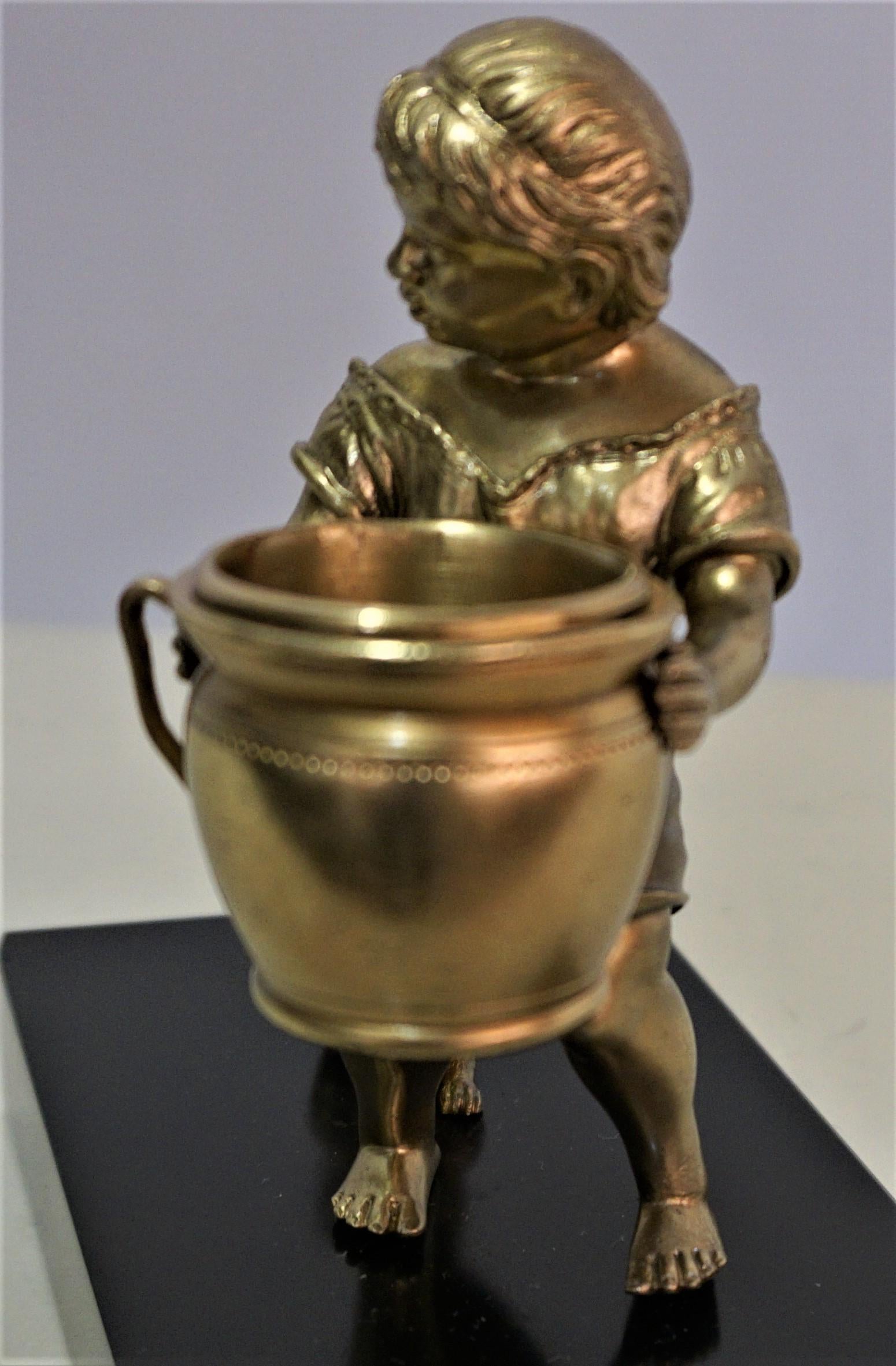 French 1910-20, s Little Girl and the Dog Bronze For Sale 4