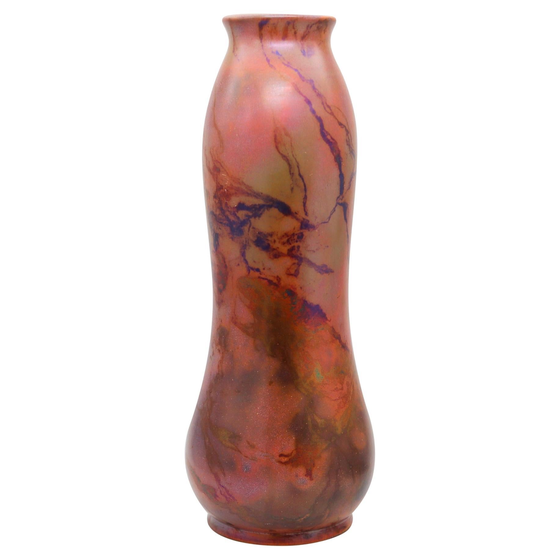 Vaso a balaustro da gabinetto in ceramica smaltata color rame FRANCIA 1910 Art Nouveau
