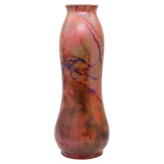 Antique FRENCH 1910 Art Nouveau Cabinet Baluster Vase In Copper Glazed Ceramic