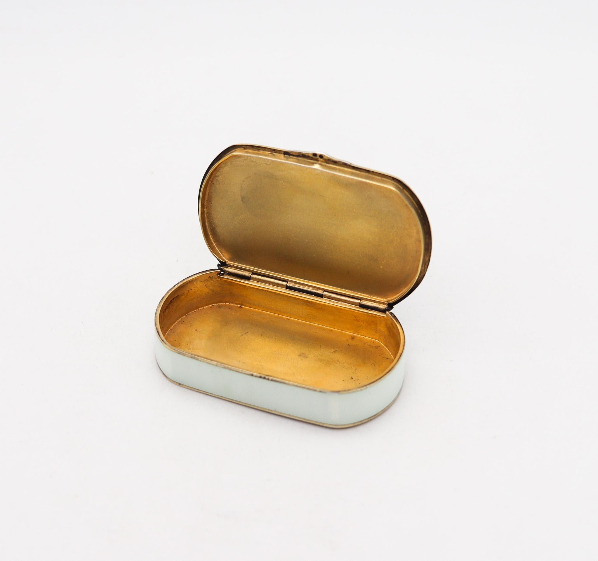 David Andersen 1910 Art Nouveau Enameled Guilloche Snuff Box In .925 Sterling  For Sale 3