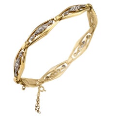 French 1910 Edwardian Diamond Gold Platinum Bracelet