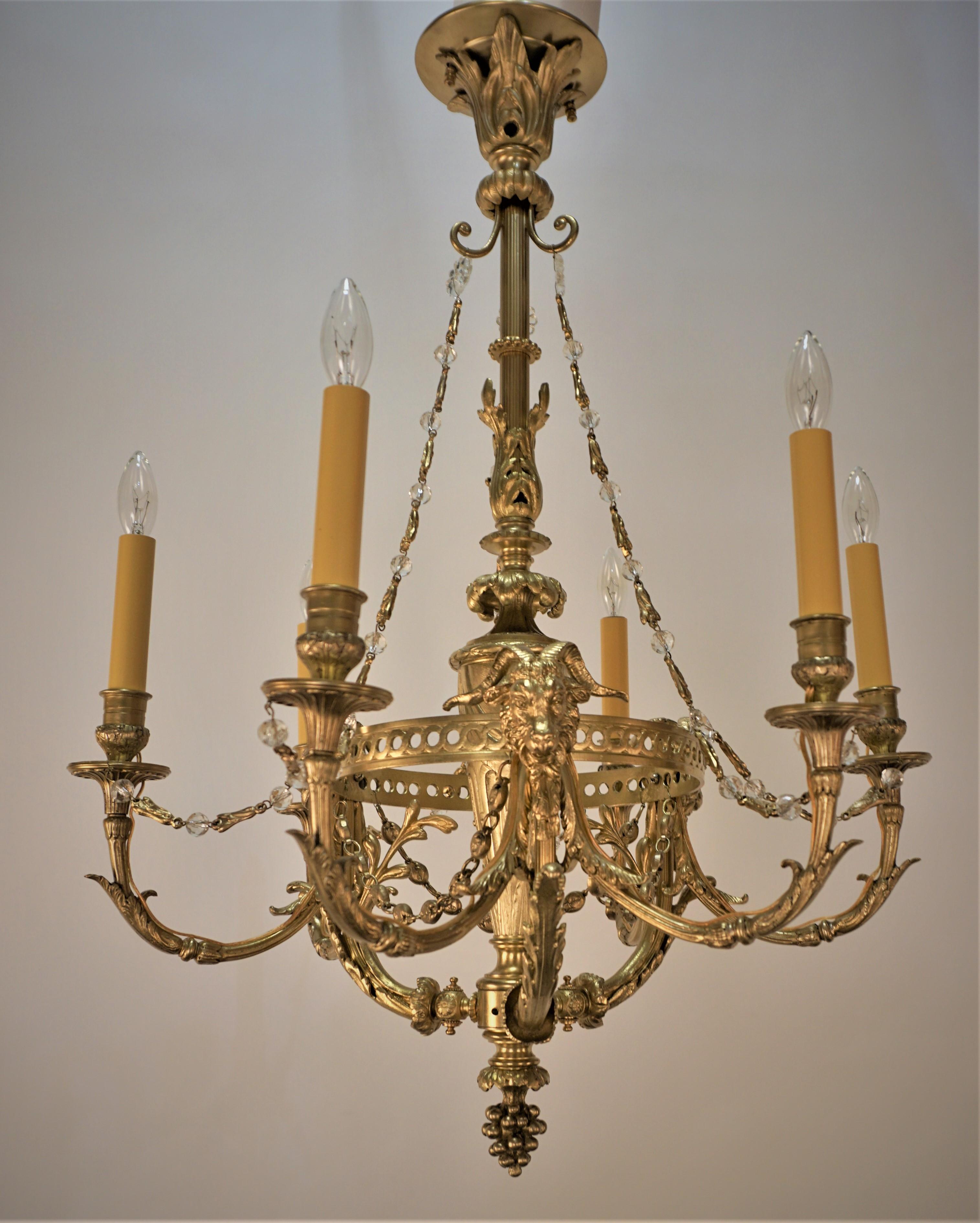 French 1910 Empire Bronze Chandelier For Sale 5