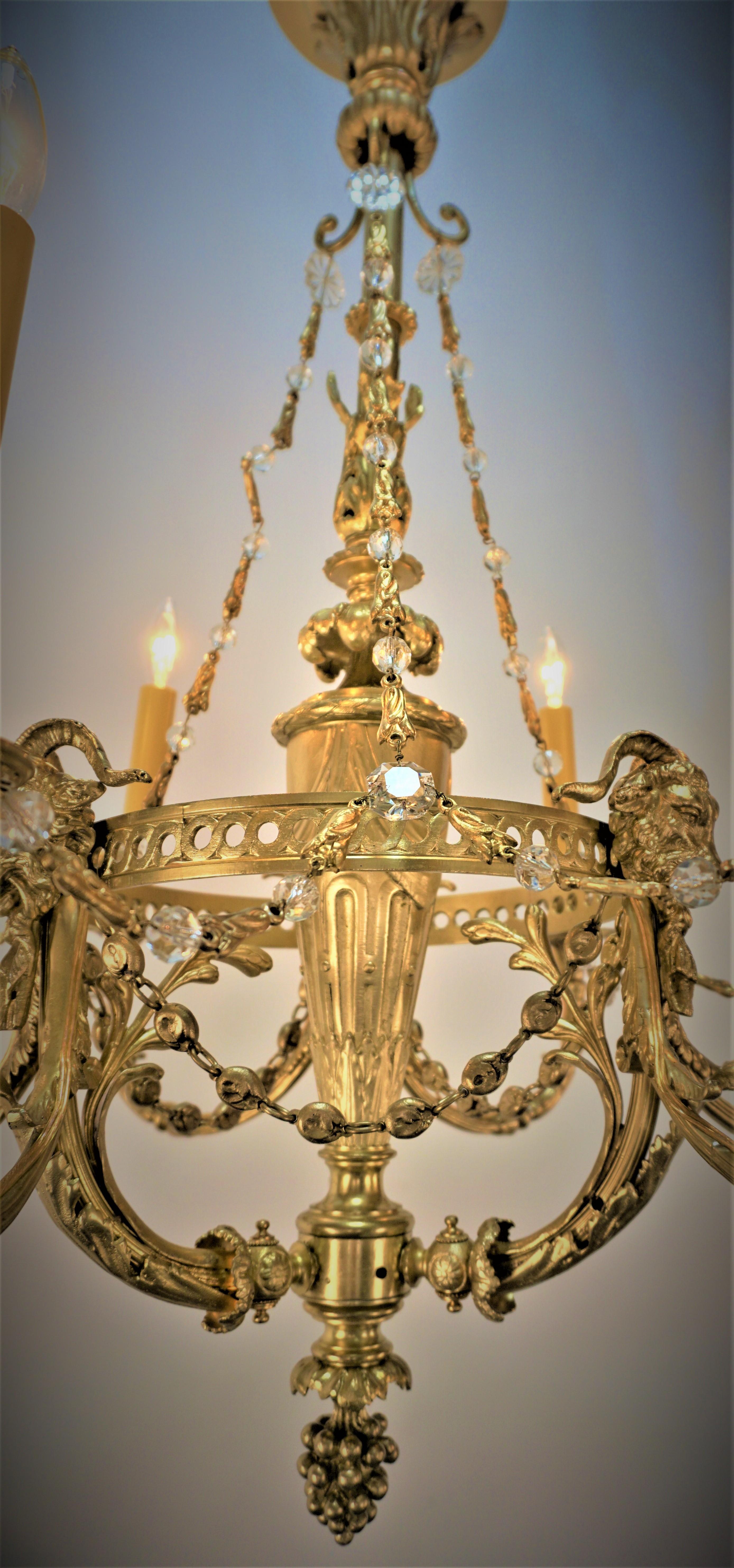 Early 20th Century French 1910 Empire Bronze Chandelier For Sale