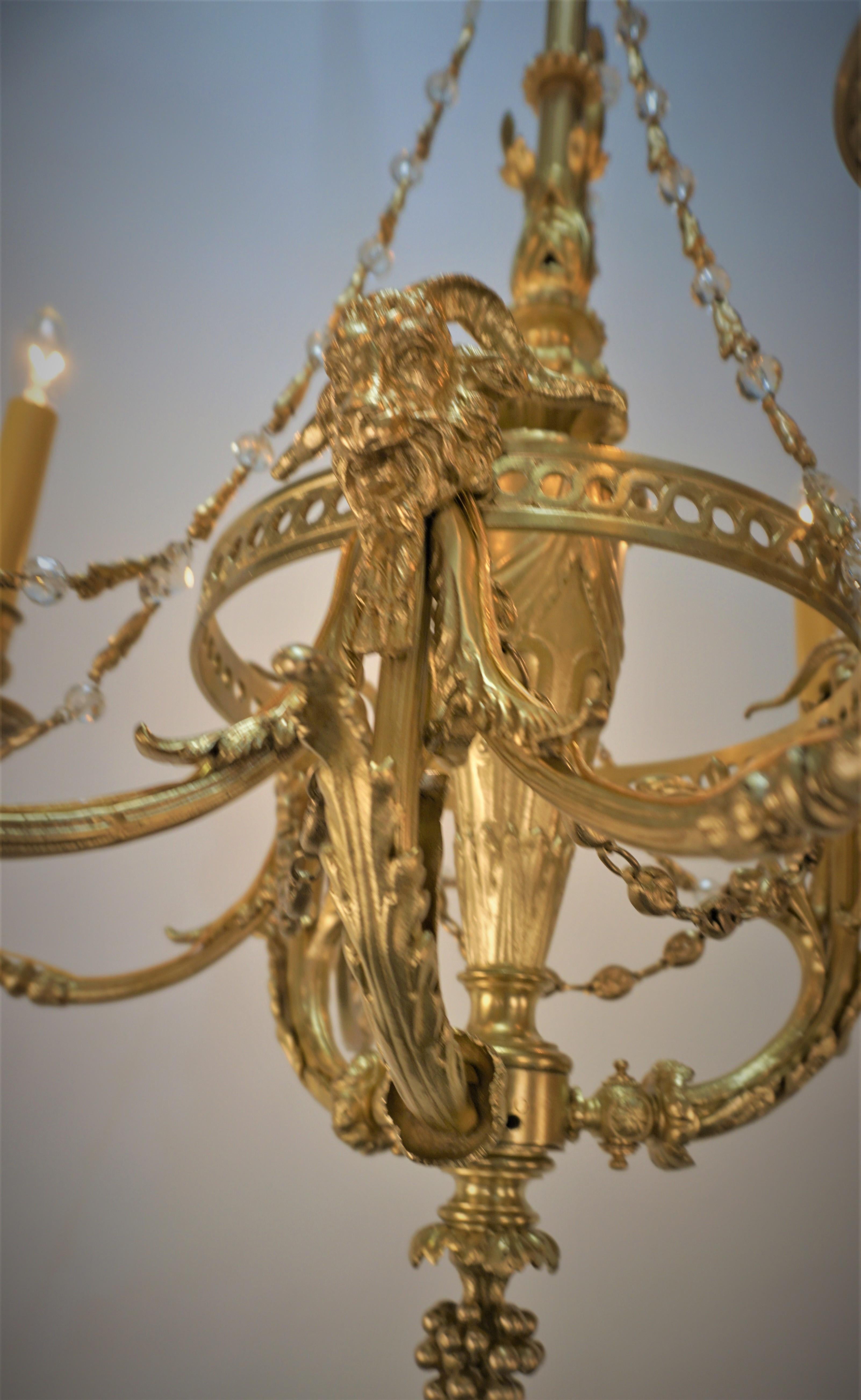 French 1910 Empire Bronze Chandelier For Sale 1