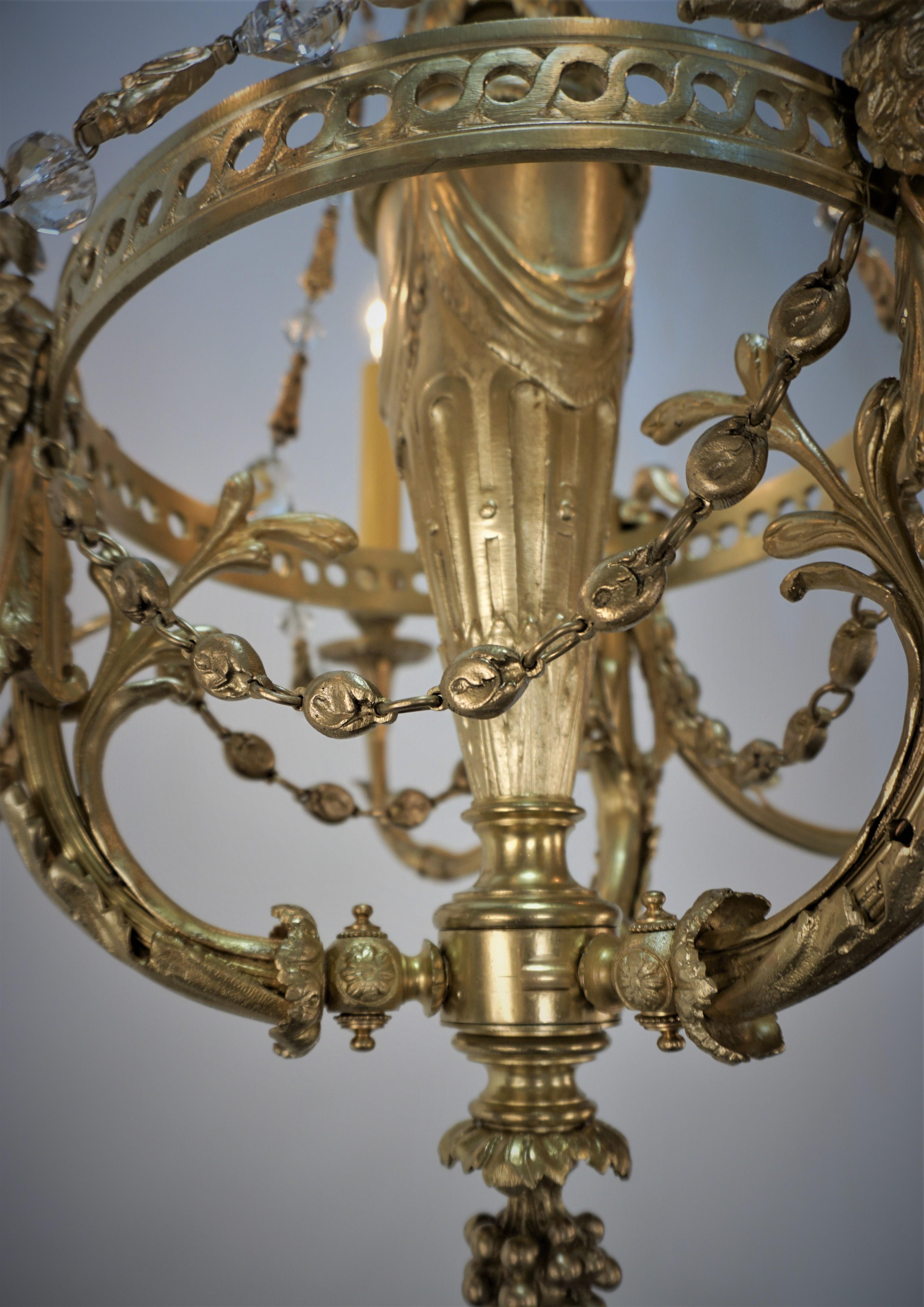 French 1910 Empire Bronze Chandelier For Sale 2