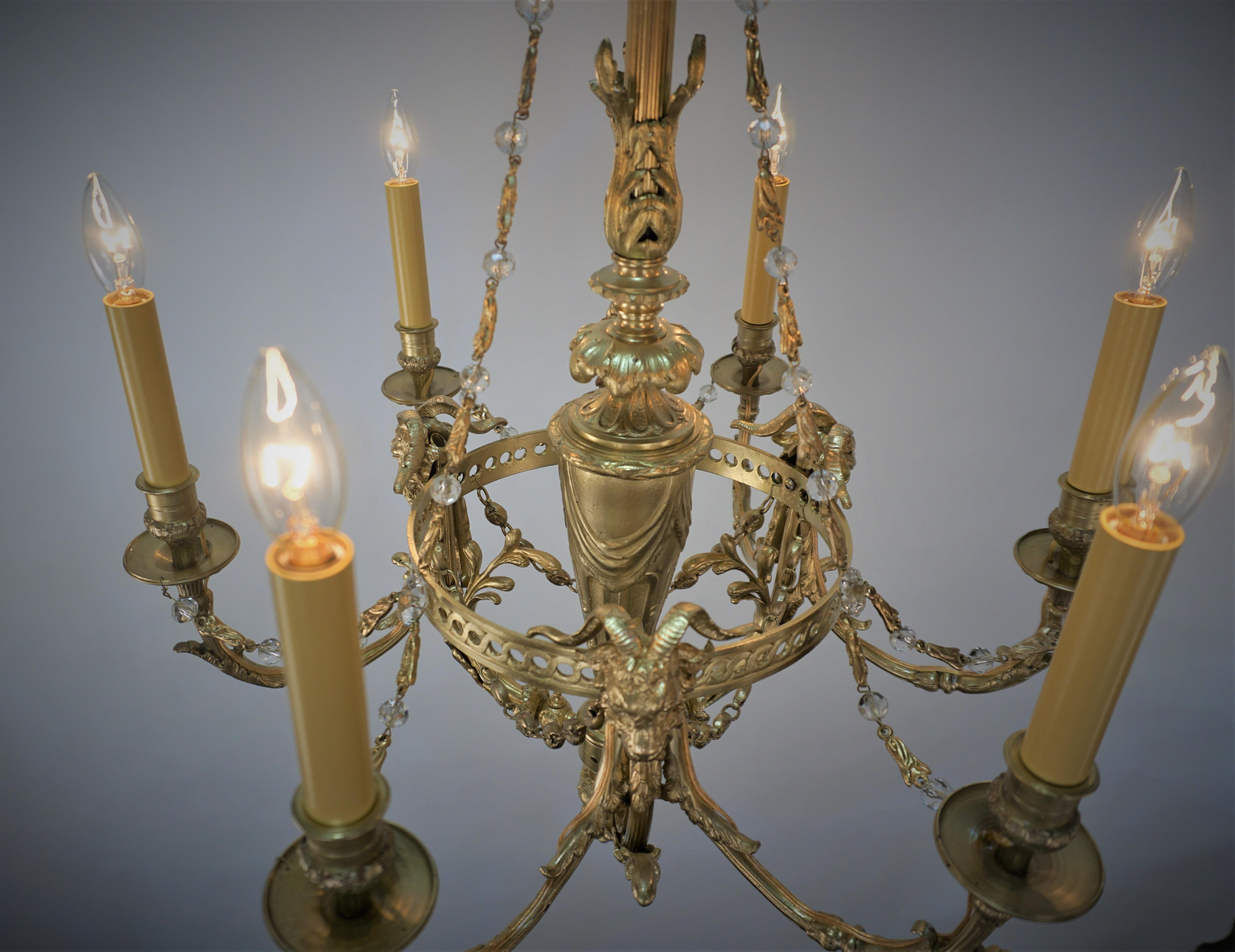 French 1910 Empire Bronze Chandelier For Sale 4