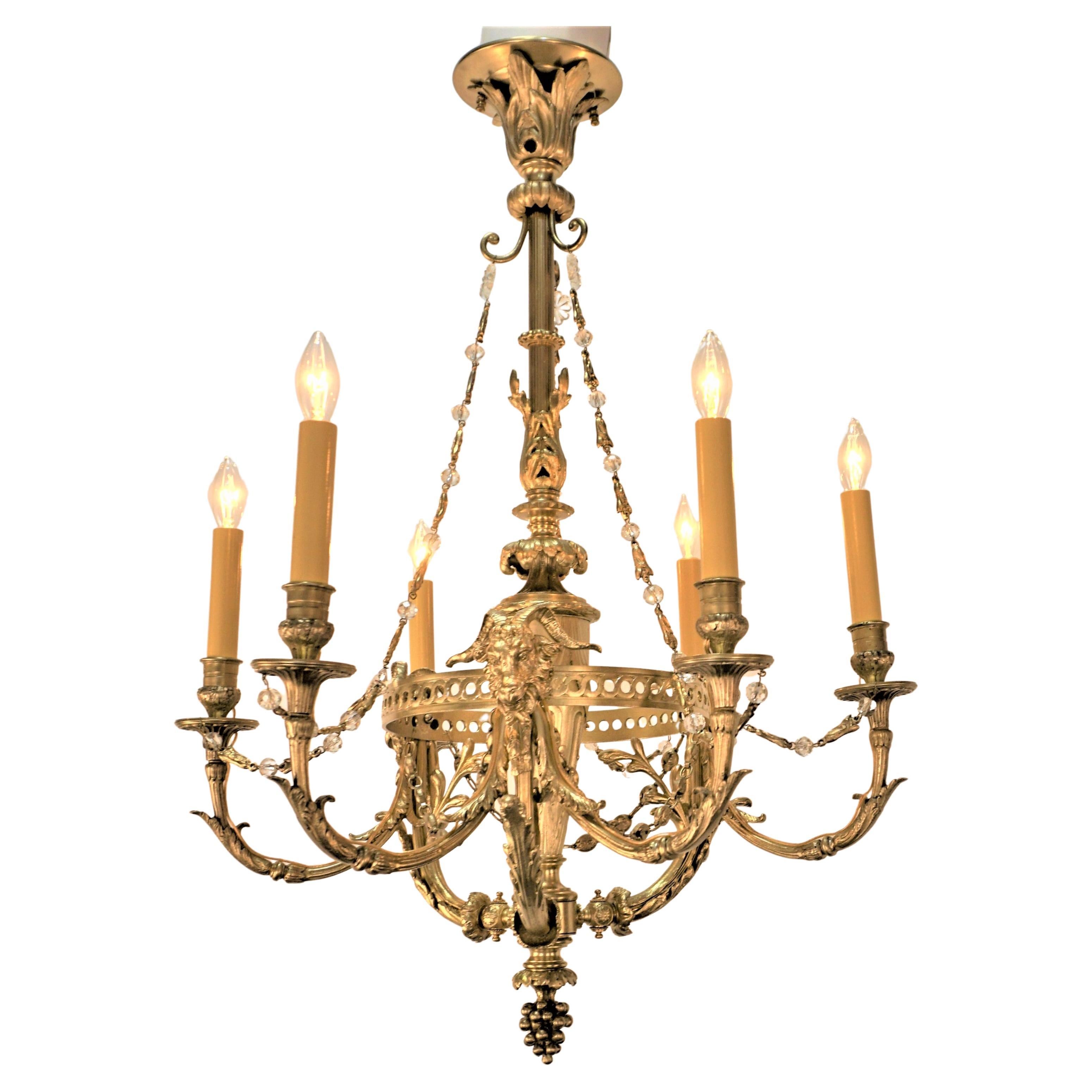French 1910 Empire Bronze Chandelier For Sale