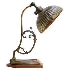 French 1910s Art Nouveau Brass Table Desk Lamp