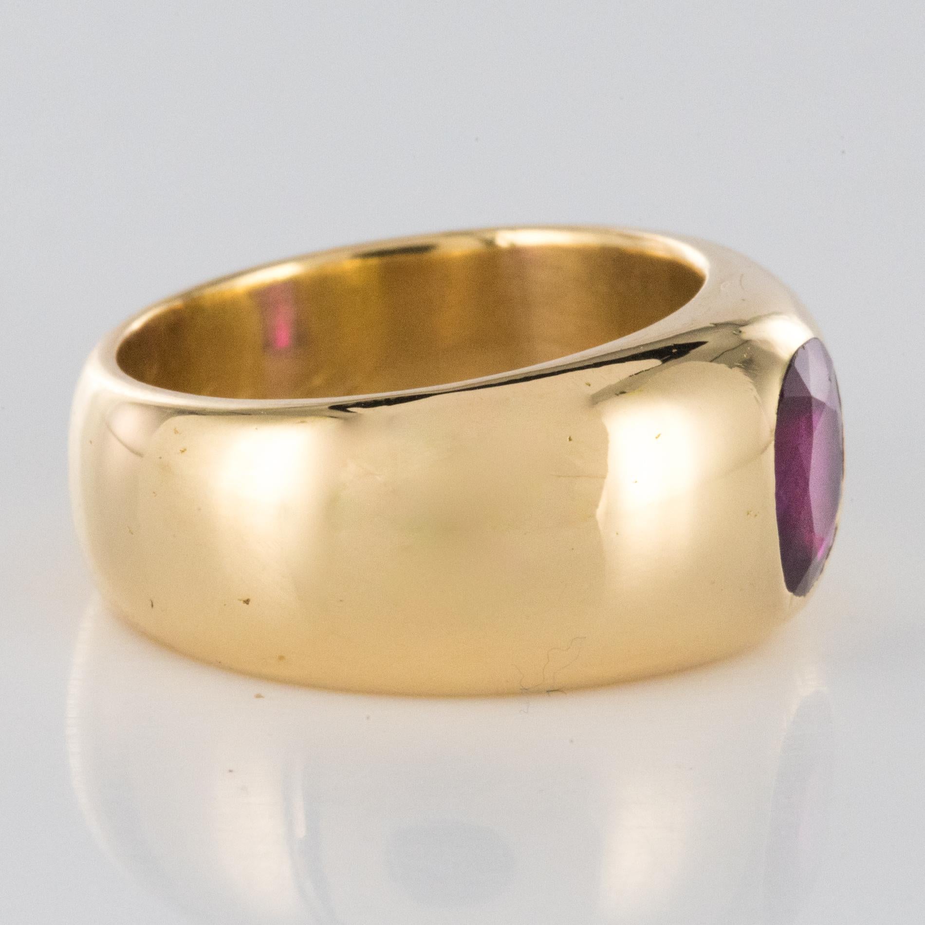 French 1911s No Heat Certified Burmese Ruby 18 Karat Yellow Gold Bangle Ring 5